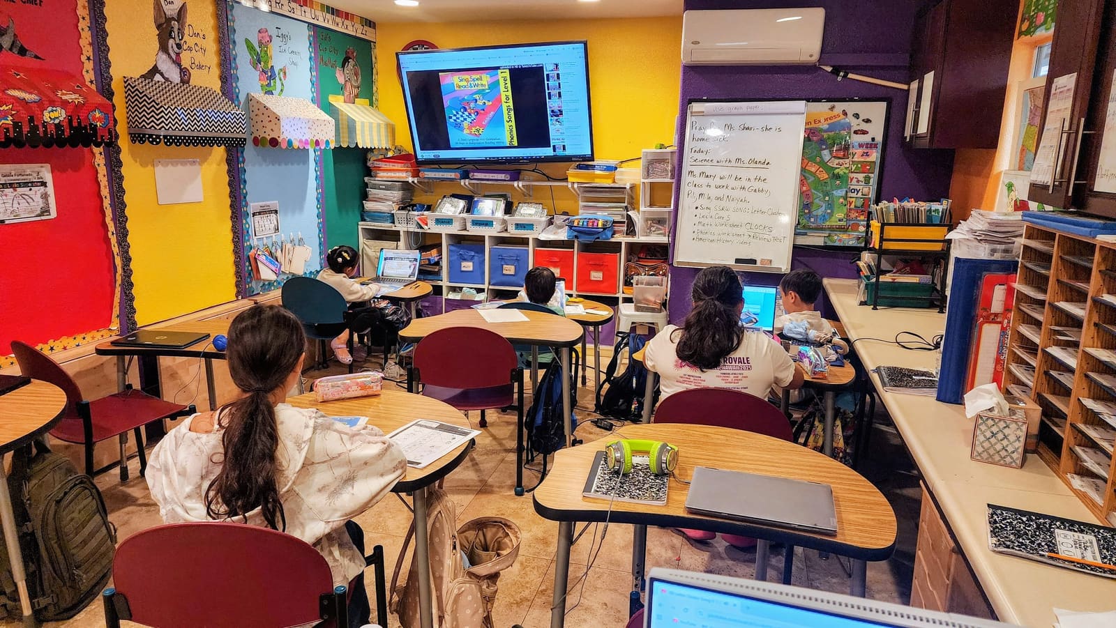 Morning phonics, together in the classroom